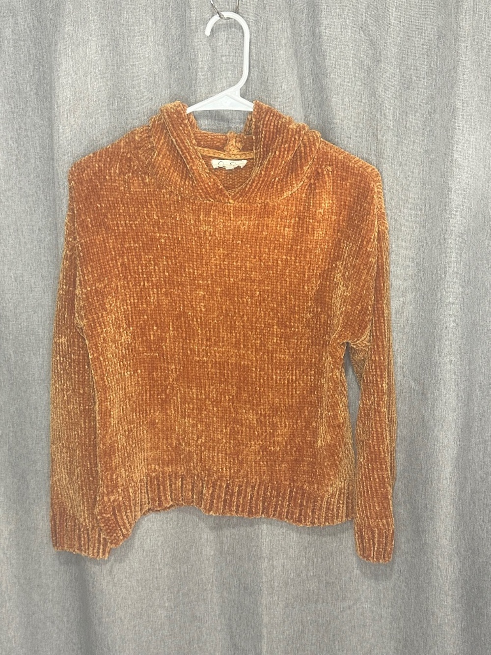 Jessica Simpson Girls Chenille Knit Hoodie Sweater Orange Rust XL (14/16)